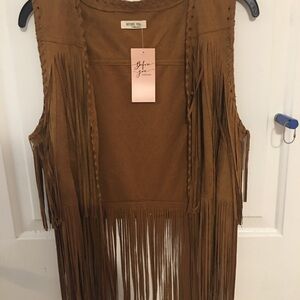 Before You Brown Fringe Vest NWT boho